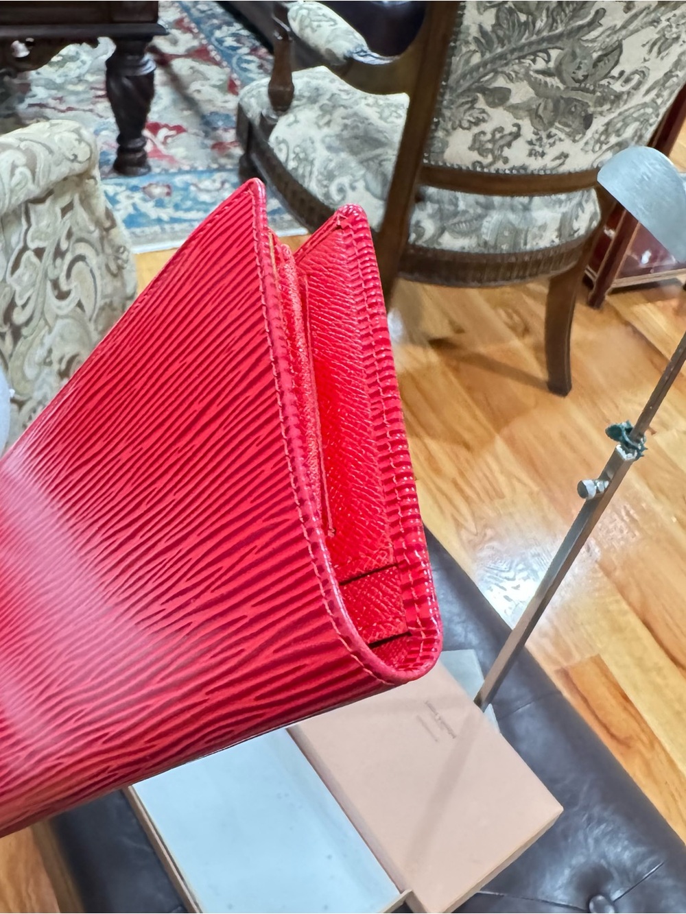 Vintage Louis Vuitton Red Epi Leather Continental Long Wallet w/ Kiss lock - Picture 10 of 13